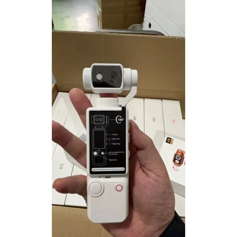 Q8 4k El Tipi Açık Hava Spor Kamerası Ultra Net Otomatik Odaklama Ayarlanabilir Açılı Taşınabilir Cep Tasarımı Konferans